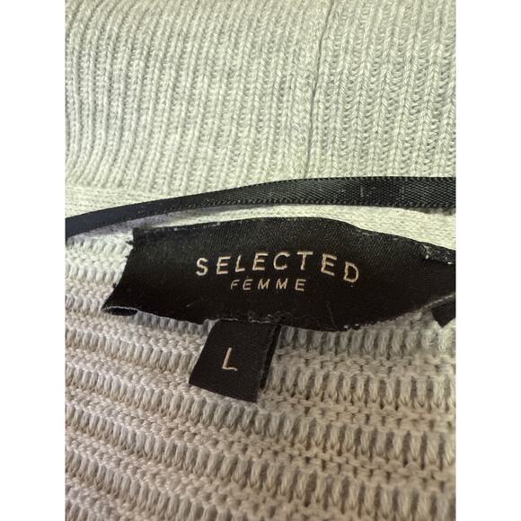 Selected Women's Gray Long Sleeve Rib Knit Open Front Cardigan Sweater Top Sz L - Picture 3 of 4